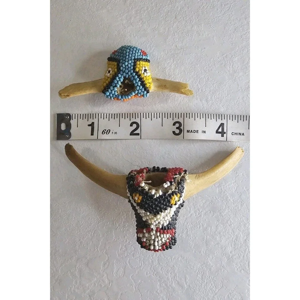 Handmade Beaded Tie Holders Tribal Style Horn Bone